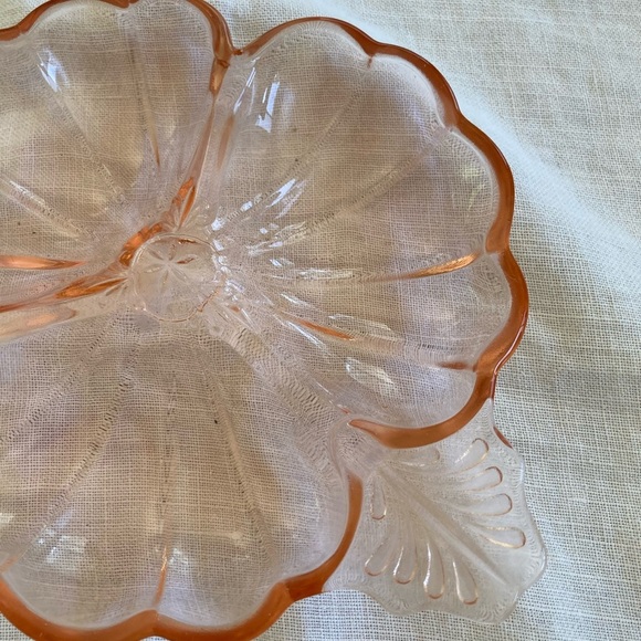1930s Jeanette Doric Pink 3 Part Clover Candy Dish - Picture 3 of 14